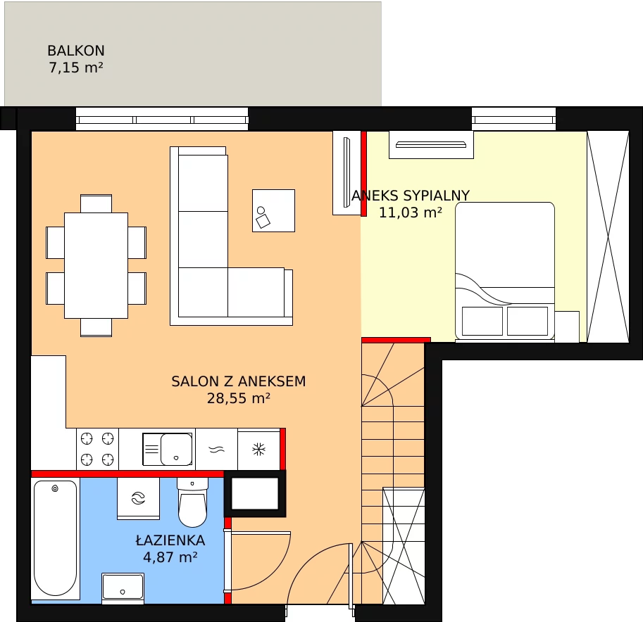 Mieszkanie 58,69 m², piętro 2, oferta nr A-15, Aalto, Gdańsk, Wrzeszcz, ul. Ogrodowa