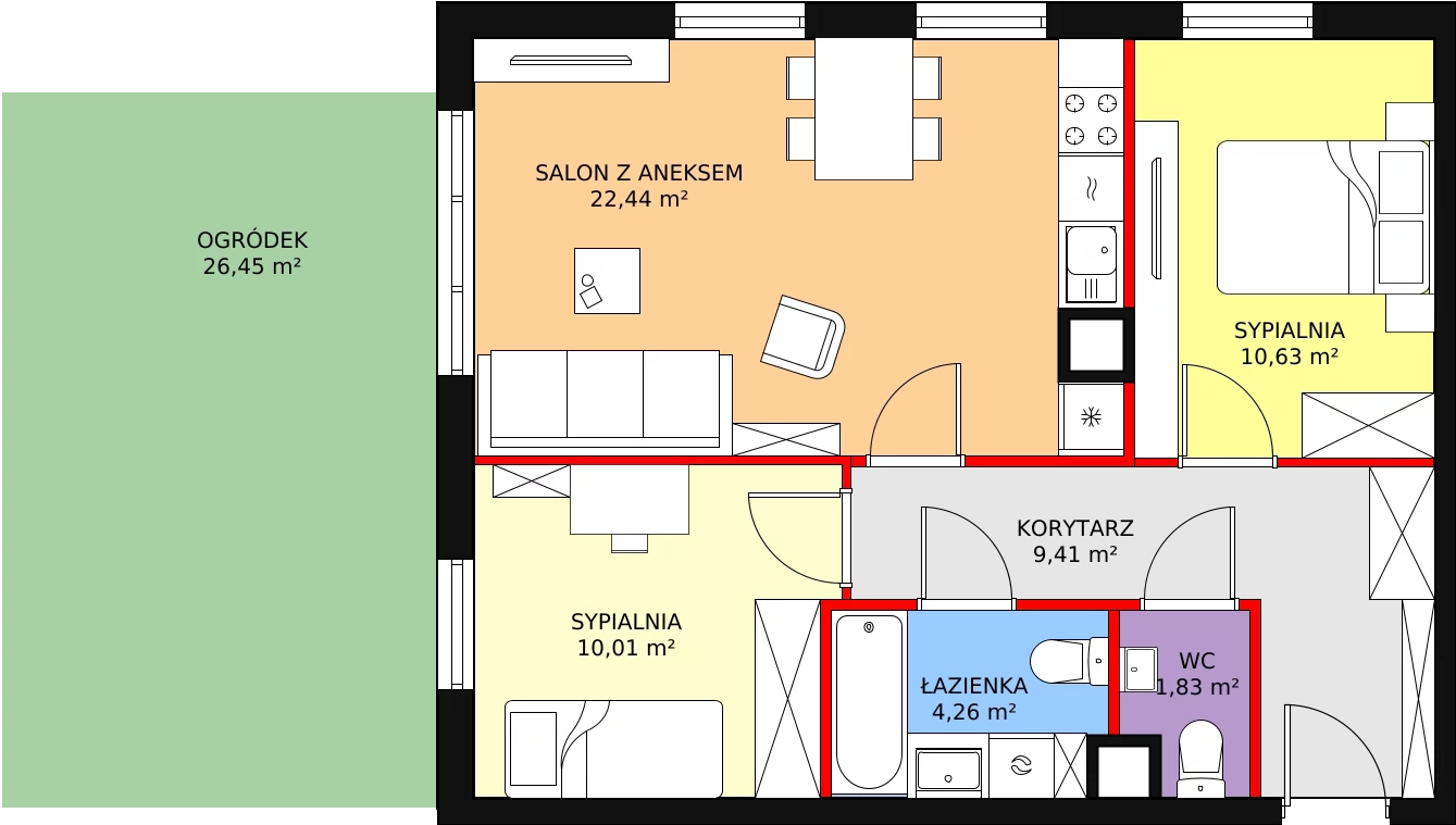 Mieszkanie 60,81 m², parter, oferta nr C-4, Aalto, Gdańsk, Wrzeszcz, ul. Ogrodowa