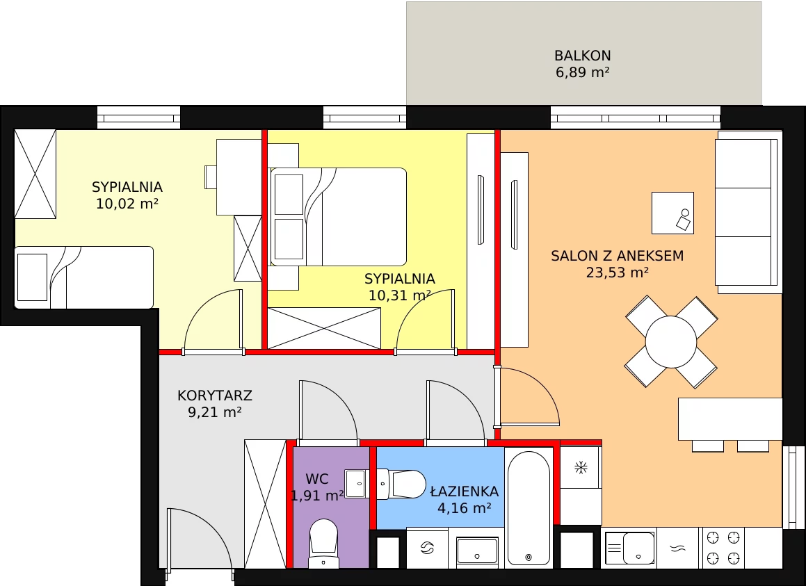 Mieszkanie 61,21 m², piętro 1, oferta nr C-6, Aalto, Gdańsk, Wrzeszcz, ul. Ogrodowa