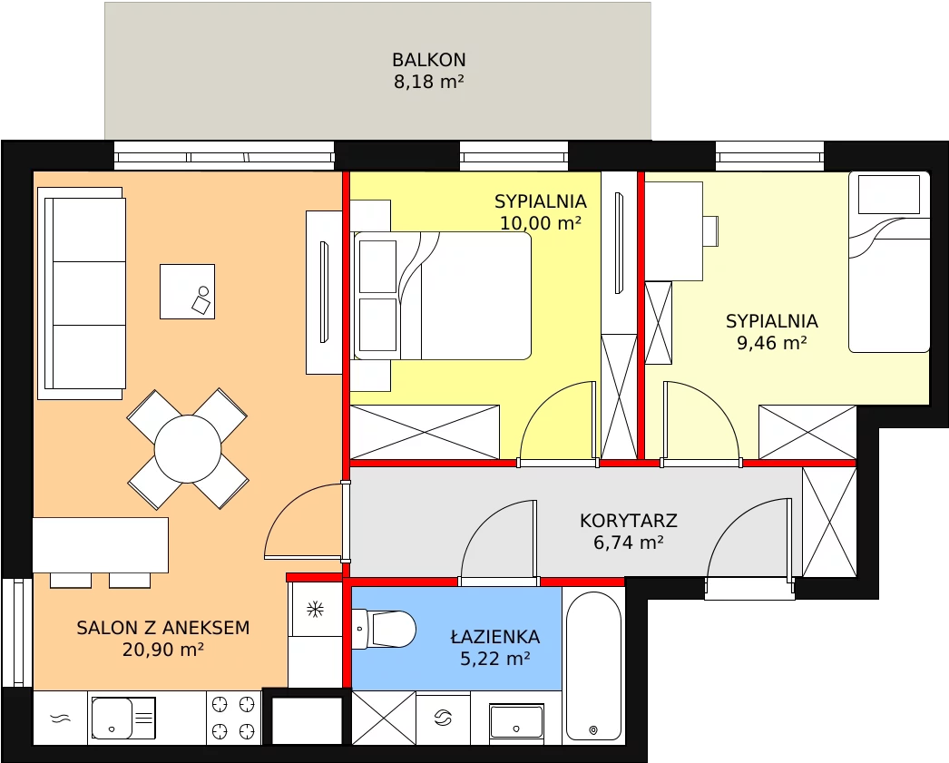 Mieszkanie 54,04 m², piętro 1, oferta nr C-10, Aalto, Gdańsk, Wrzeszcz, ul. Ogrodowa