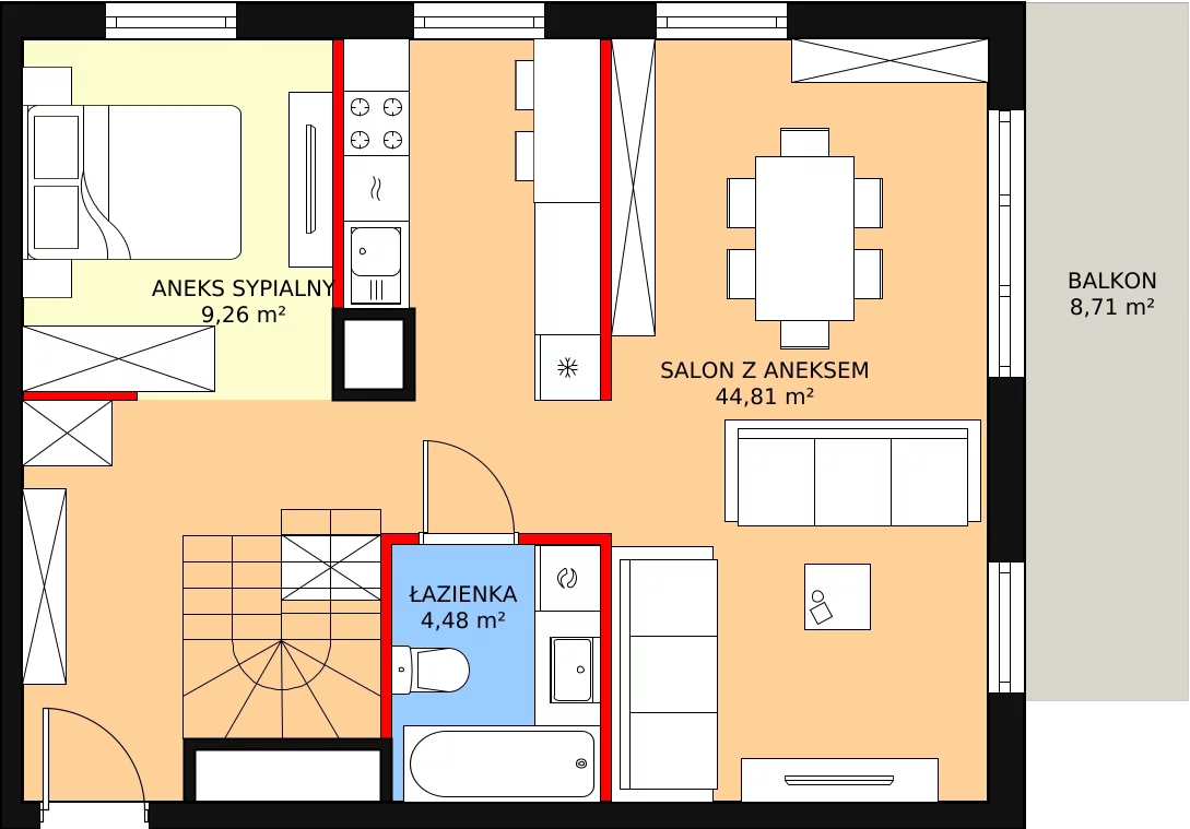 Mieszkanie 94,71 m², piętro 2, oferta nr C-12, Aalto, Gdańsk, Wrzeszcz, ul. Ogrodowa