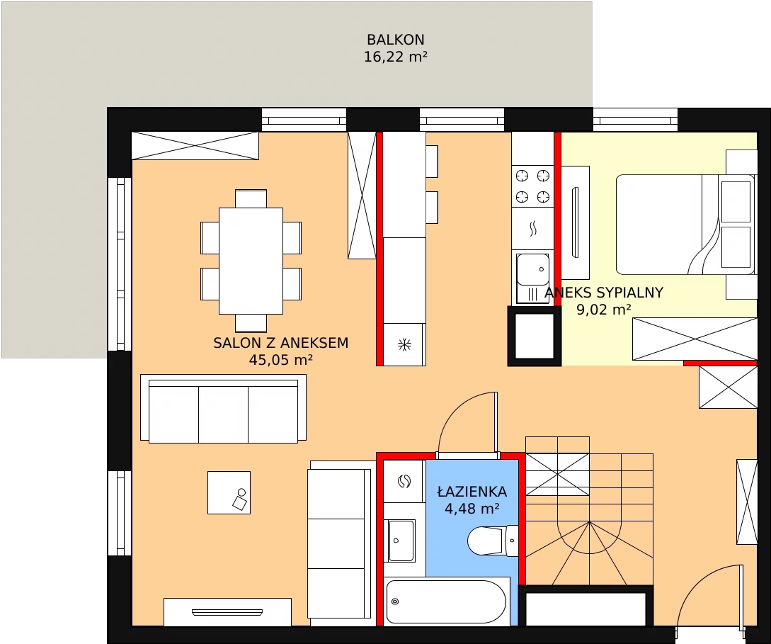 Mieszkanie 94,71 m², piętro 2, oferta nr C-14, Aalto, Gdańsk, Wrzeszcz, ul. Ogrodowa