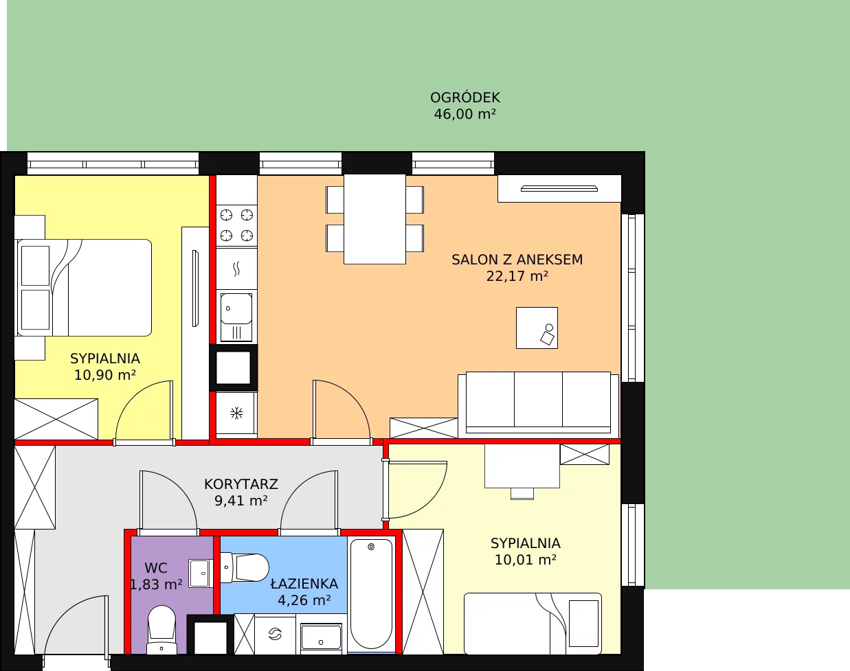 Mieszkanie 60,81 m², parter, oferta nr D-4, Aalto, Gdańsk, Wrzeszcz, ul. Ogrodowa