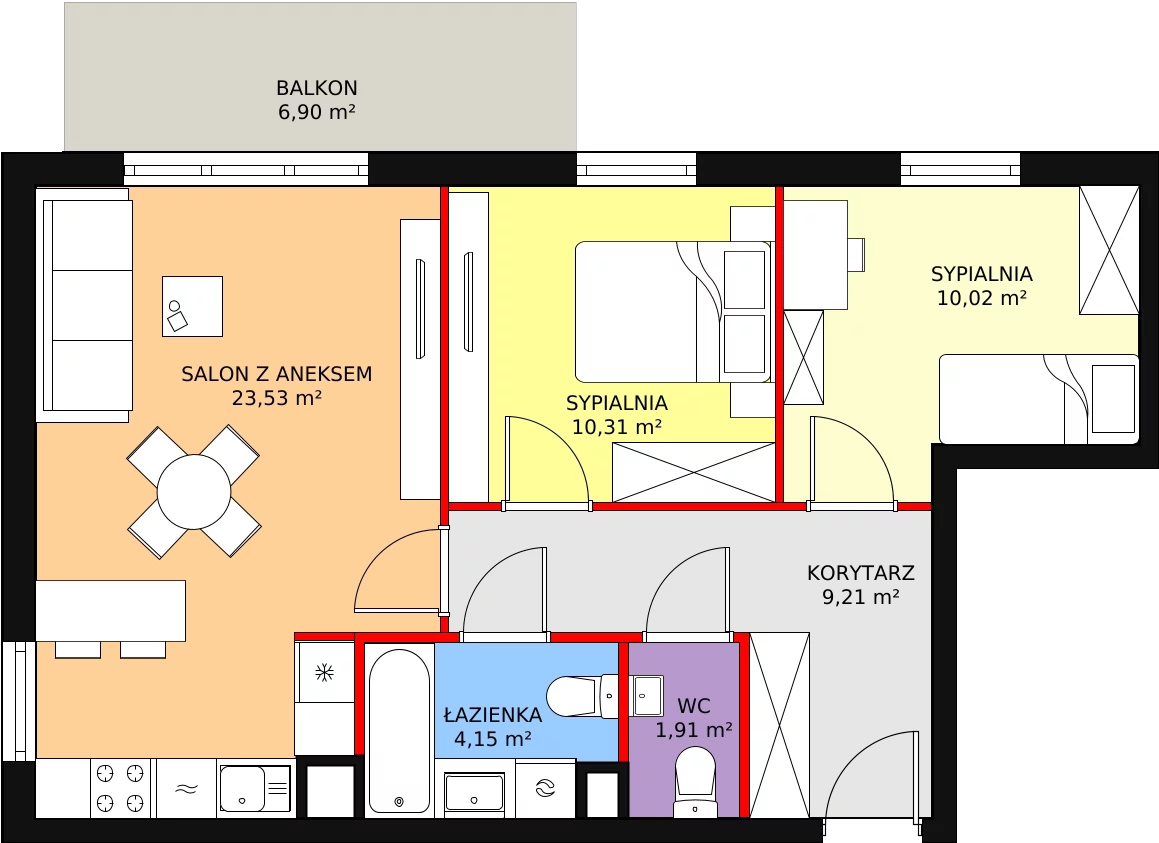 Mieszkanie 61,19 m², piętro 1, oferta nr D-6, Aalto, Gdańsk, Wrzeszcz, ul. Ogrodowa