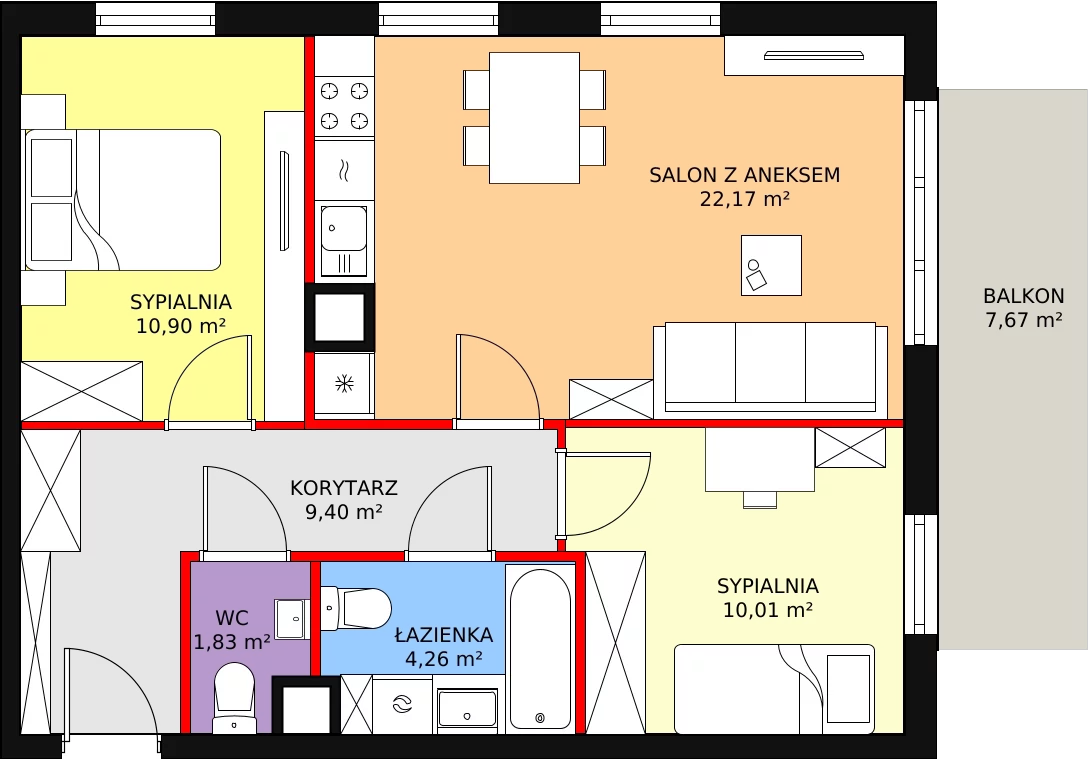 Mieszkanie 60,82 m², piętro 1, oferta nr D-8, Aalto, Gdańsk, Wrzeszcz, ul. Ogrodowa