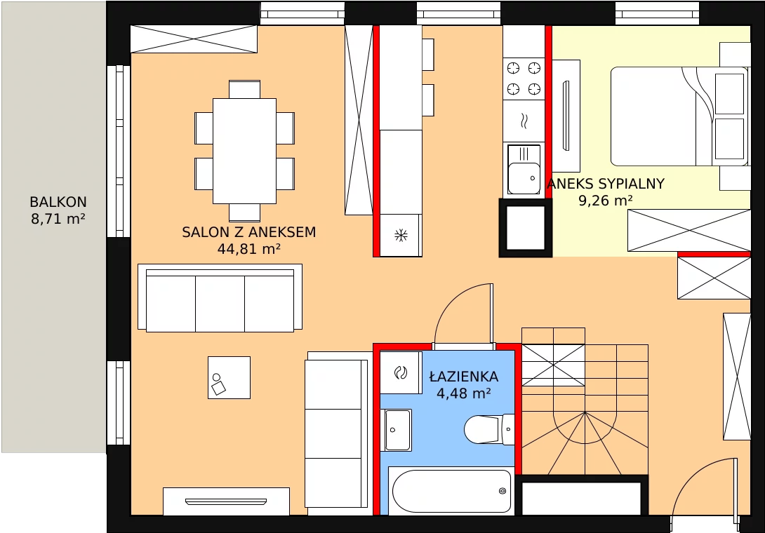 Mieszkanie 94,71 m², piętro 2, oferta nr D-10, Aalto, Gdańsk, Wrzeszcz, ul. Ogrodowa