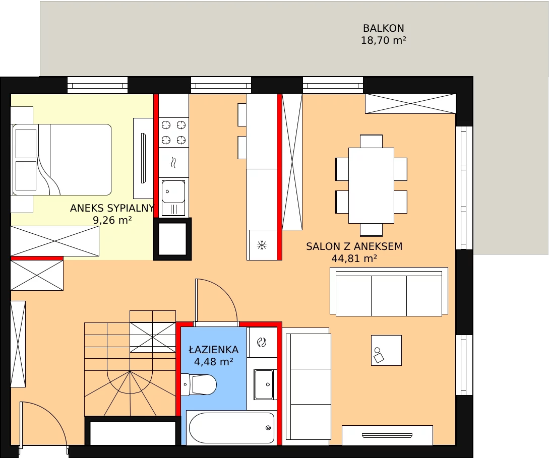 Mieszkanie 94,71 m², piętro 2, oferta nr D-13, Aalto, Gdańsk, Wrzeszcz, ul. Ogrodowa