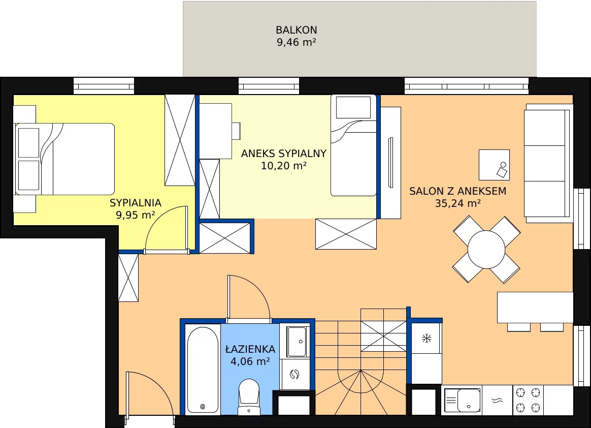 3 pokoje, mieszkanie 84,32 m², piętro 2, oferta nr E/11, Aalto, Gdańsk, Wrzeszcz, ul. Ogrodowa