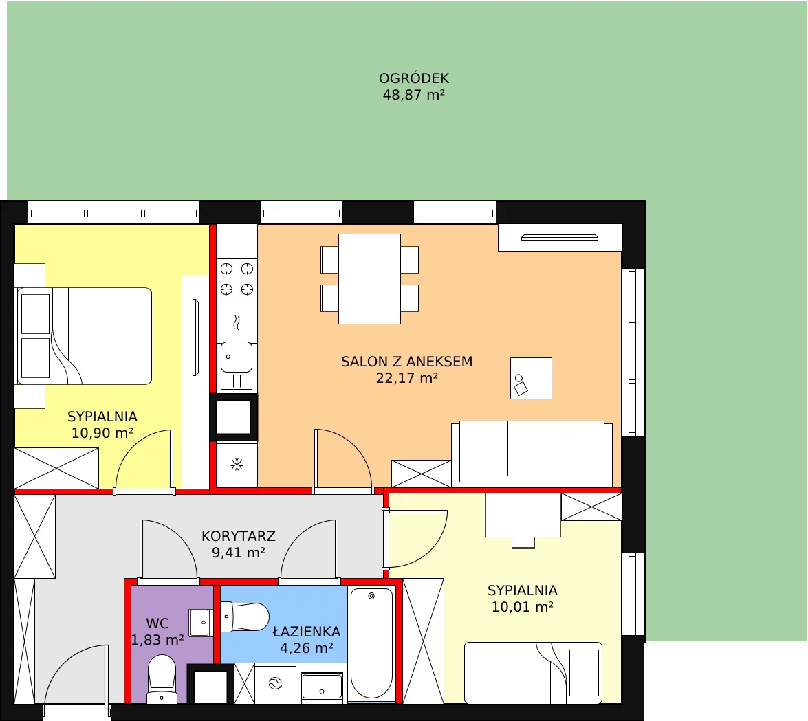 Mieszkanie 60,81 m², parter, oferta nr F-5, Aalto, Gdańsk, Wrzeszcz, ul. Ogrodowa