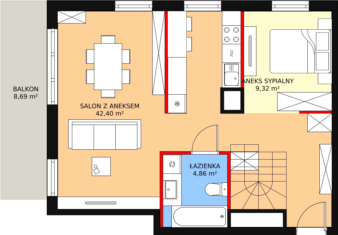 Mieszkanie 92,27 m², piętro 2, oferta nr F-11, Aalto, Gdańsk, Wrzeszcz, ul. Ogrodowa