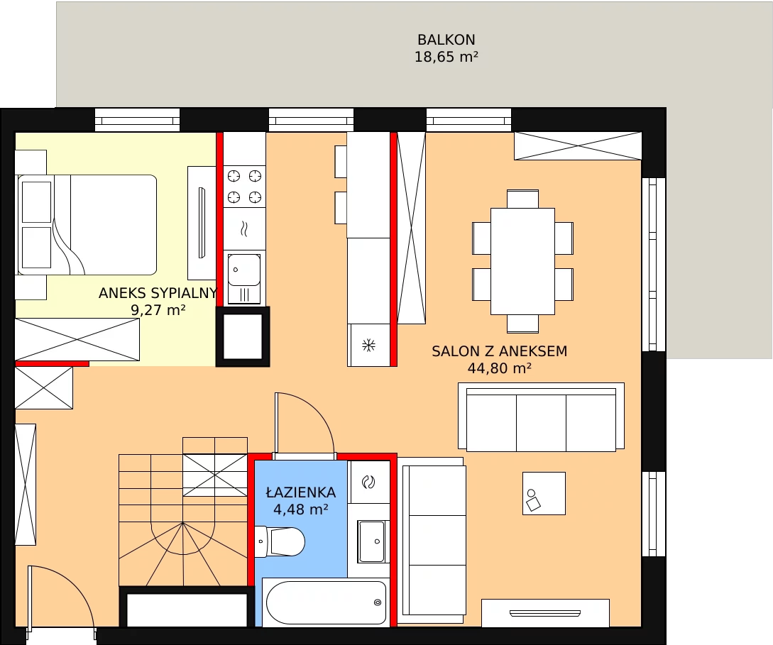 Mieszkanie 94,71 m², piętro 2, oferta nr F-14, Aalto, Gdańsk, Wrzeszcz, ul. Ogrodowa