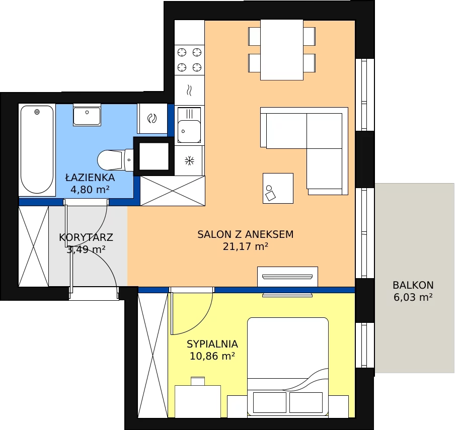 Zalety mieszkania 41.38 m², 145