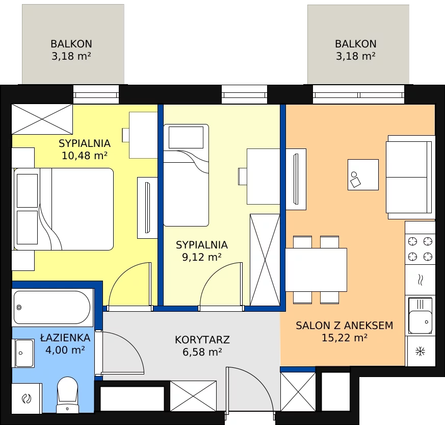 Zalety mieszkania 47.33 m², 108