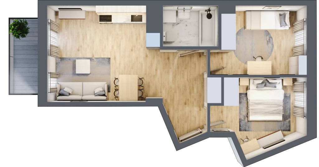3 pokoje, mieszkanie 55,30 m², piętro 3, oferta nr 124, Osiedle Bokserska 2, Warszawa, Ursynów, Wyczółki, ul. Bokserska 73A
