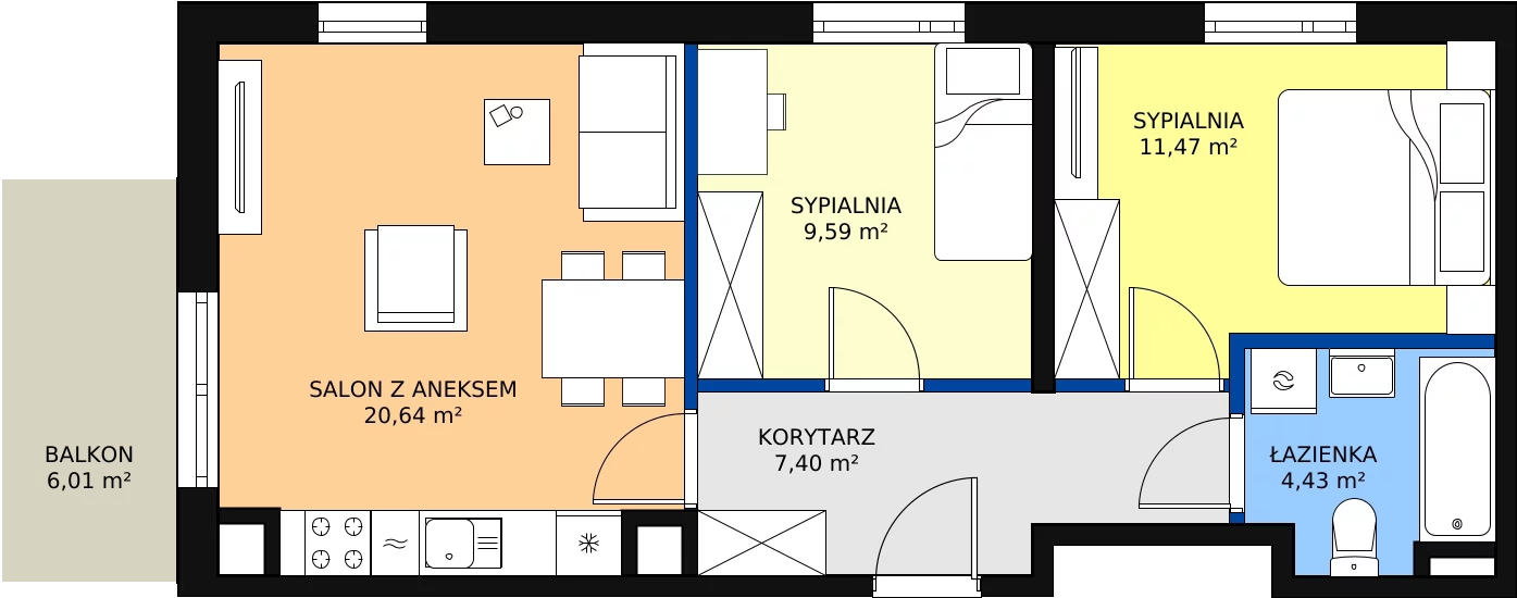Zalety mieszkania 55.07 m², 14
