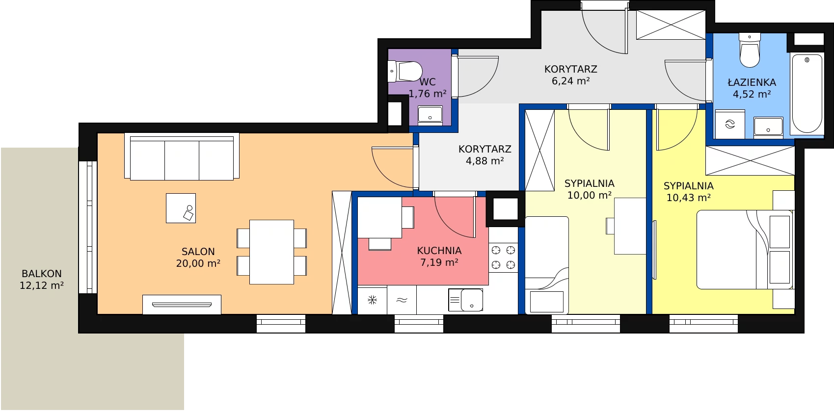 Zalety mieszkania 67.88 m², 36