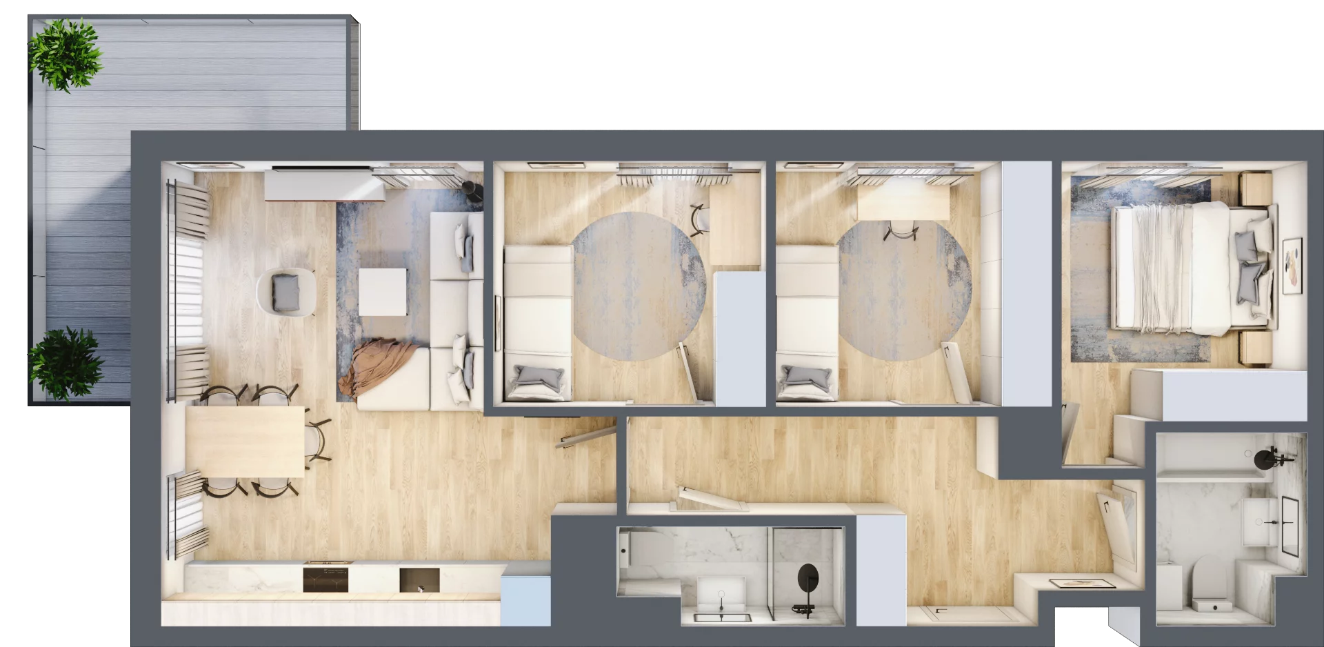 4 pokoje, mieszkanie 76,43 m², piętro 2, oferta nr 44, Via Familia, Warszawa, Białołęka, Żerań, ul. Familijna 9