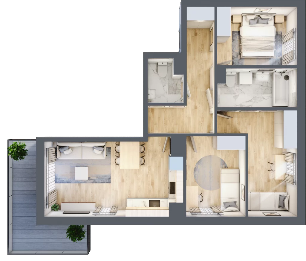 4 pokoje, mieszkanie 70,58 m², piętro 3, oferta nr 47, Via Familia, Warszawa, Białołęka, Żerań, ul. Familijna 9