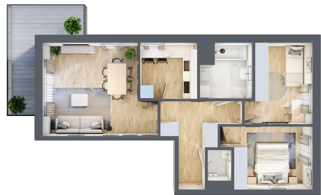 3 pokoje, mieszkanie 66,91 m², piętro 2, oferta nr 74, Via Familia, Warszawa, Białołęka, Żerań, ul. Familijna 9
