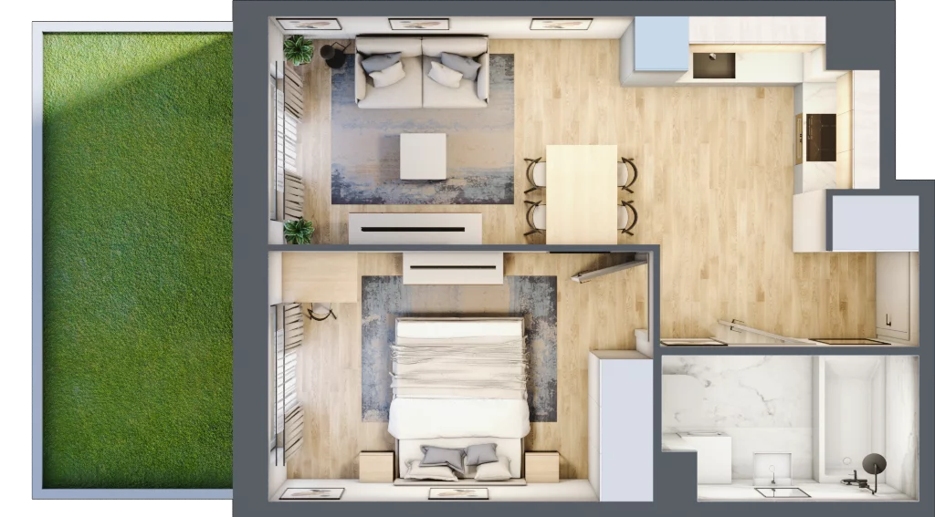 2 pokoje, mieszkanie 37,68 m², parter, oferta nr 30-09, Osiedle Dolina Prądnika, Kraków, Prądnik Biały, ul. Glogera 30 i 30 A