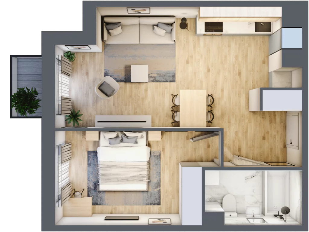 2 pokoje, mieszkanie 44,23 m², piętro 2, oferta nr 30-32, Osiedle Dolina Prądnika, Kraków, Prądnik Biały, ul. Glogera 30 i 30 A