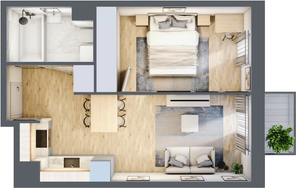 2 pokoje, mieszkanie 36,05 m², piętro 3, oferta nr 30-35, Osiedle Dolina Prądnika, Kraków, Prądnik Biały, ul. Glogera 30 i 30 A