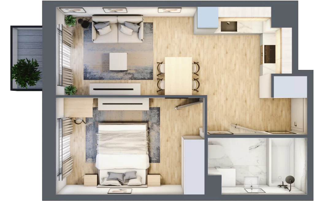 2 pokoje, mieszkanie 37,67 m², piętro 3, oferta nr 30-42, Osiedle Dolina Prądnika, Kraków, Prądnik Biały, ul. Glogera 30 i 30 A