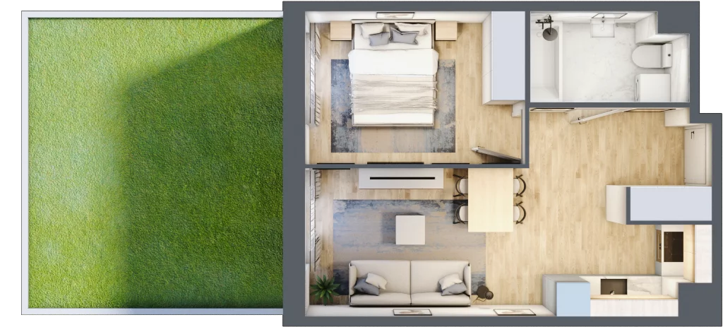 2 pokoje, mieszkanie 37,80 m², parter, oferta nr 30A-07, Osiedle Dolina Prądnika, Kraków, Prądnik Biały, ul. Glogera 30 i 30 A