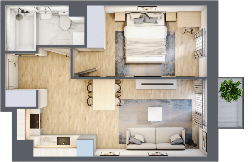 2 pokoje, mieszkanie 37,81 m², piętro 2, oferta nr 30A-26, Osiedle Dolina Prądnika, Kraków, Prądnik Biały, ul. Glogera 30 i 30 A