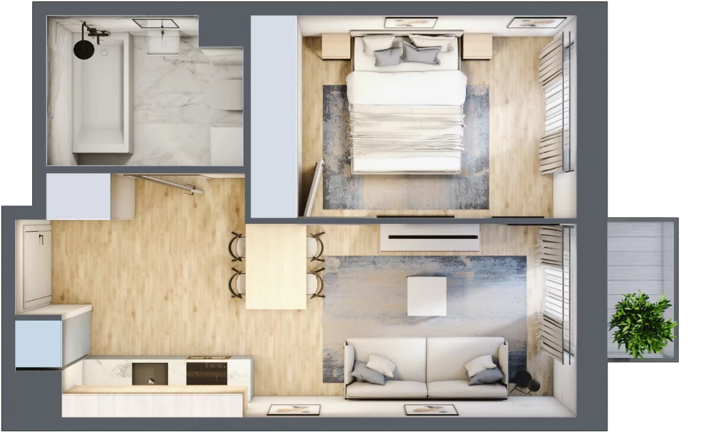 2 pokoje, mieszkanie 35,76 m², piętro 2, oferta nr 30A-27, Osiedle Dolina Prądnika, Kraków, Prądnik Biały, ul. Glogera 30 i 30 A