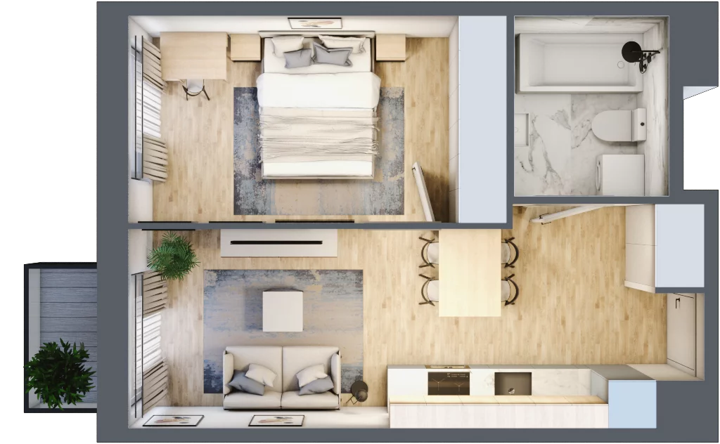 2 pokoje, mieszkanie 36,04 m², piętro 2, oferta nr 30A-34, Osiedle Dolina Prądnika, Kraków, Prądnik Biały, ul. Glogera 30 i 30 A