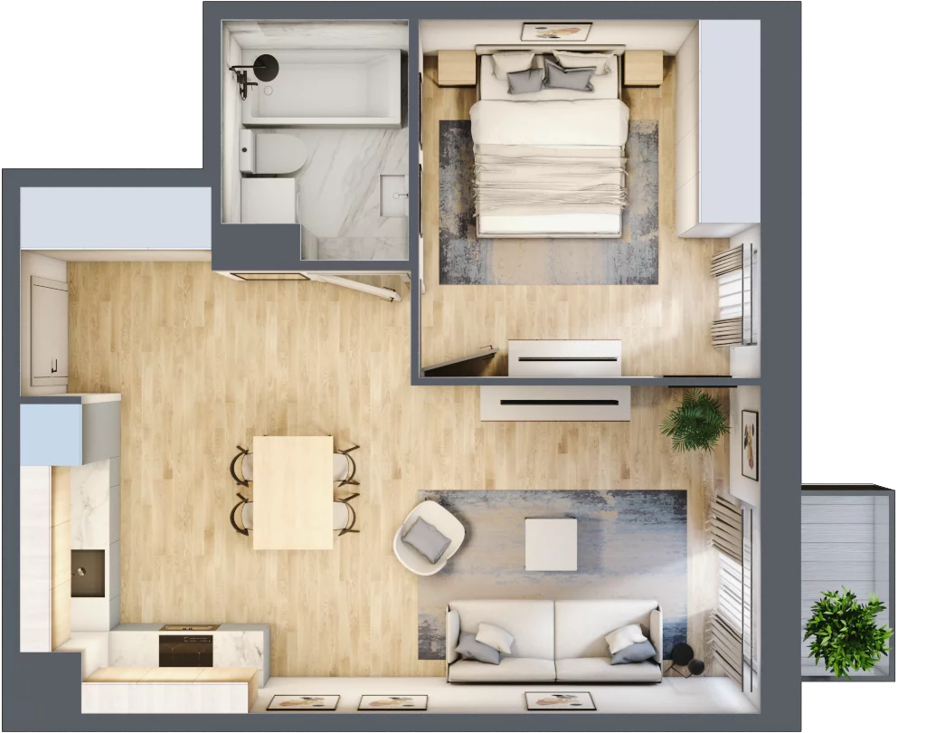 2 pokoje, mieszkanie 44,95 m², piętro 3, oferta nr 30A-37, Osiedle Dolina Prądnika, Kraków, Prądnik Biały, ul. Glogera 30 i 30 A