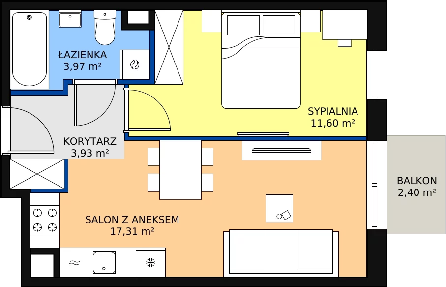 Nowe mieszkanie, 37,81 m², 2 pokoje, 3 piętro, oferta nr 30A-38