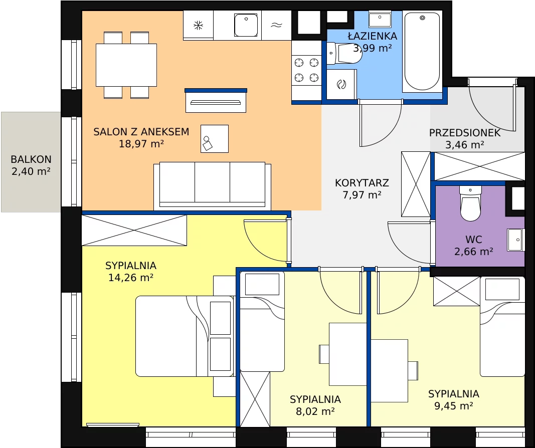 Nowe mieszkanie, 70,83 m², 4 pokoje, 3 piętro, oferta nr 30A-42