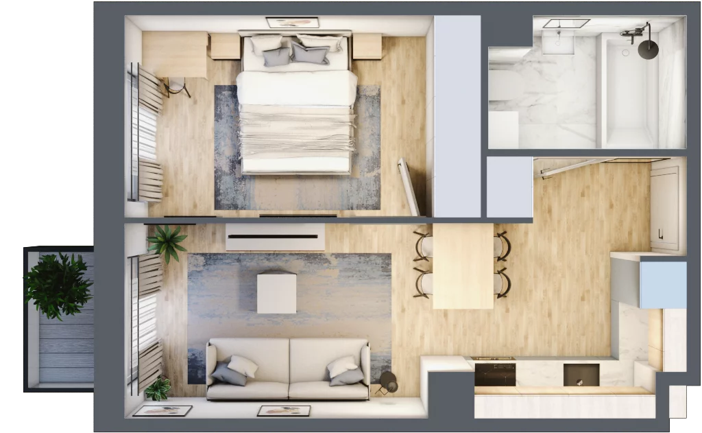 2 pokoje, mieszkanie 36,60 m², piętro 3, oferta nr 30A-44, Osiedle Dolina Prądnika, Kraków, Prądnik Biały, ul. Glogera 30 i 30 A