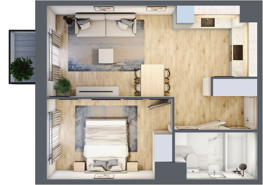 2 pokoje, mieszkanie 42,38 m², piętro 3, oferta nr 30A-47, Osiedle Dolina Prądnika, Kraków, Prądnik Biały, ul. Glogera 30 i 30 A