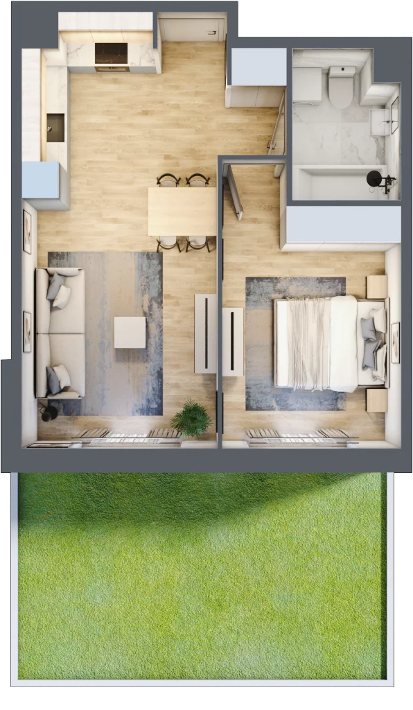 2 pokoje, mieszkanie 42,04 m², parter, oferta nr 30A-52, Osiedle Dolina Prądnika, Kraków, Prądnik Biały, ul. Glogera 30 i 30 A