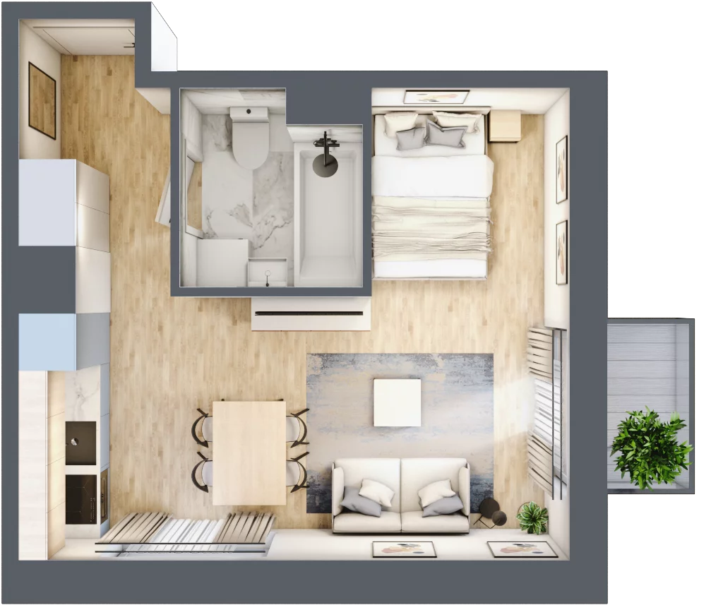 1 pokój, mieszkanie 28,71 m², piętro 2, oferta nr 30A-60, Osiedle Dolina Prądnika, Kraków, Prądnik Biały, ul. Glogera 30 i 30 A