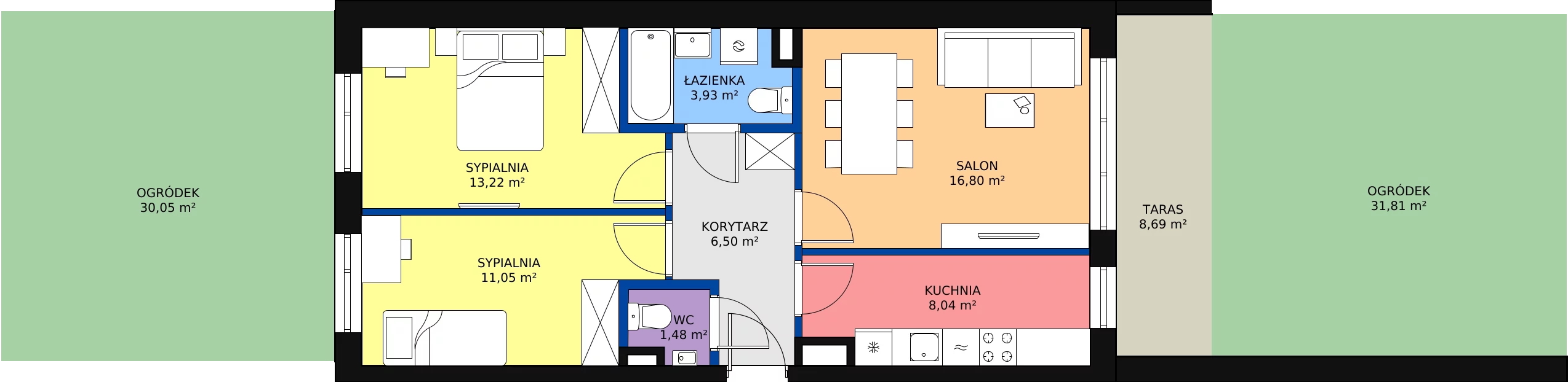 Zalety mieszkania 64.1 m², 1157