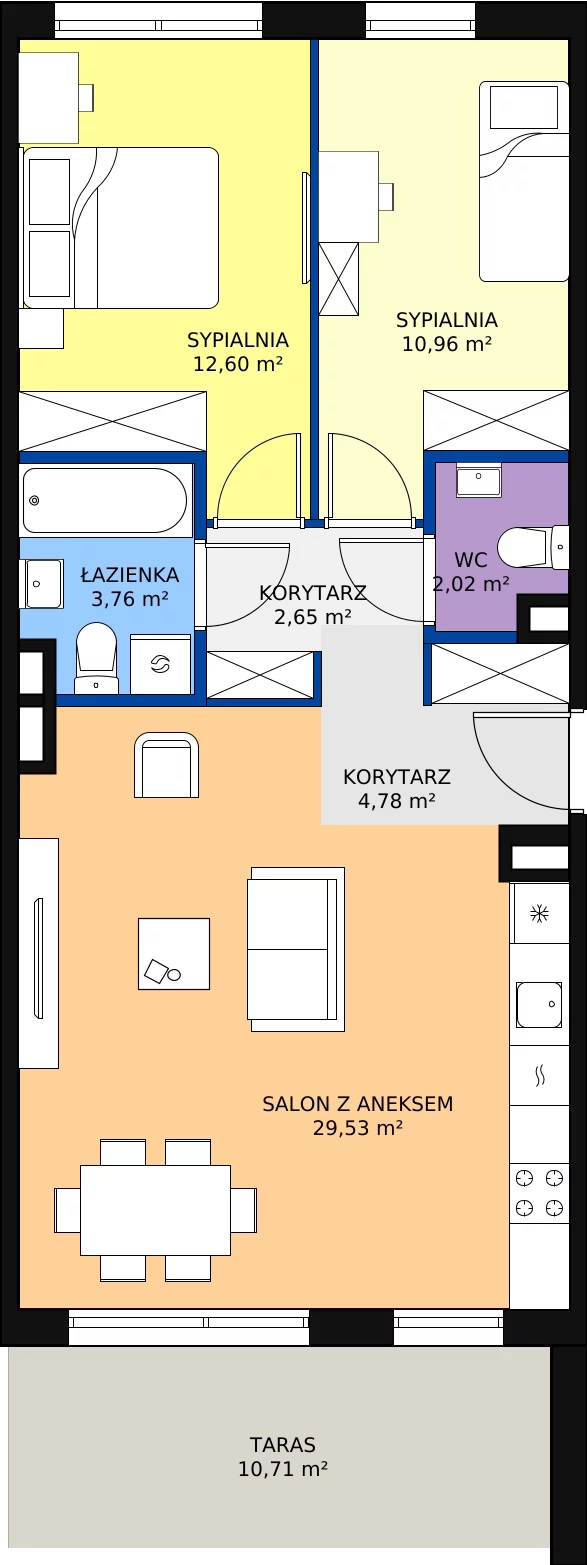 Zalety mieszkania 68.69 m², B2-21