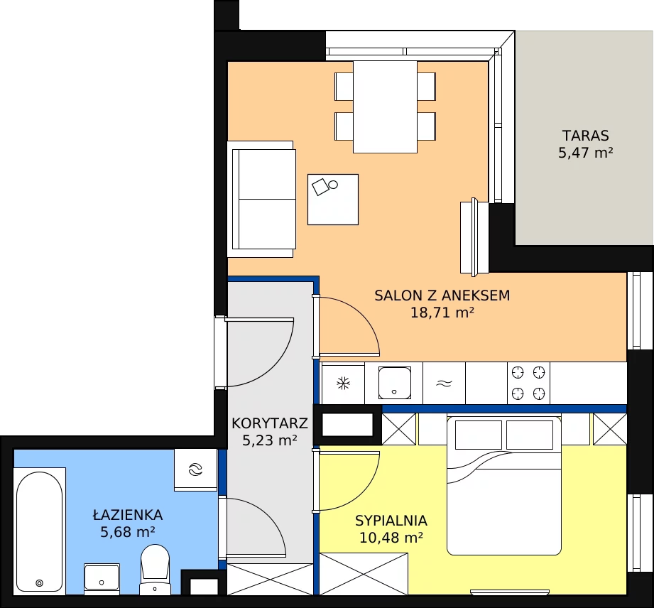 Zalety apartamentu 41.49 m², B2-22