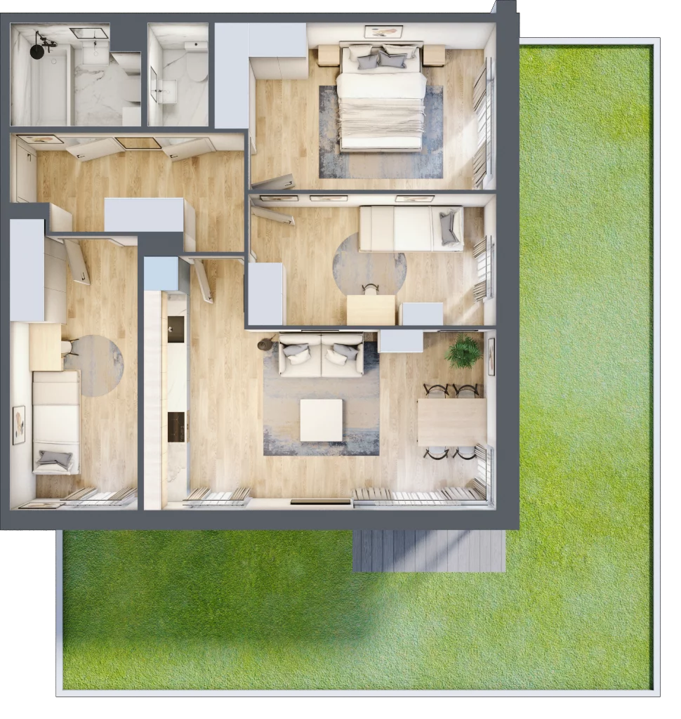 4 pokoje, apartament 72,84 m², parter, oferta nr B4-50, Onelife Powsin, Warszawa, Wilanów, Powsin, ul. Łukasza Drewny