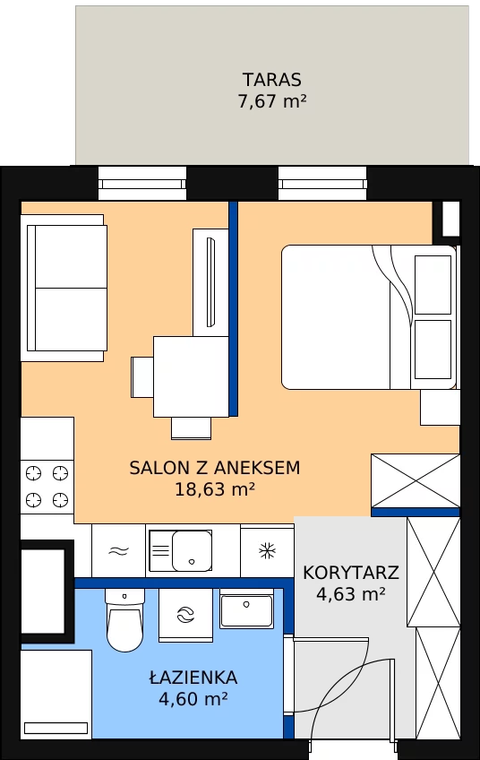 Zalety apartamentu 28.62 m², 24-38