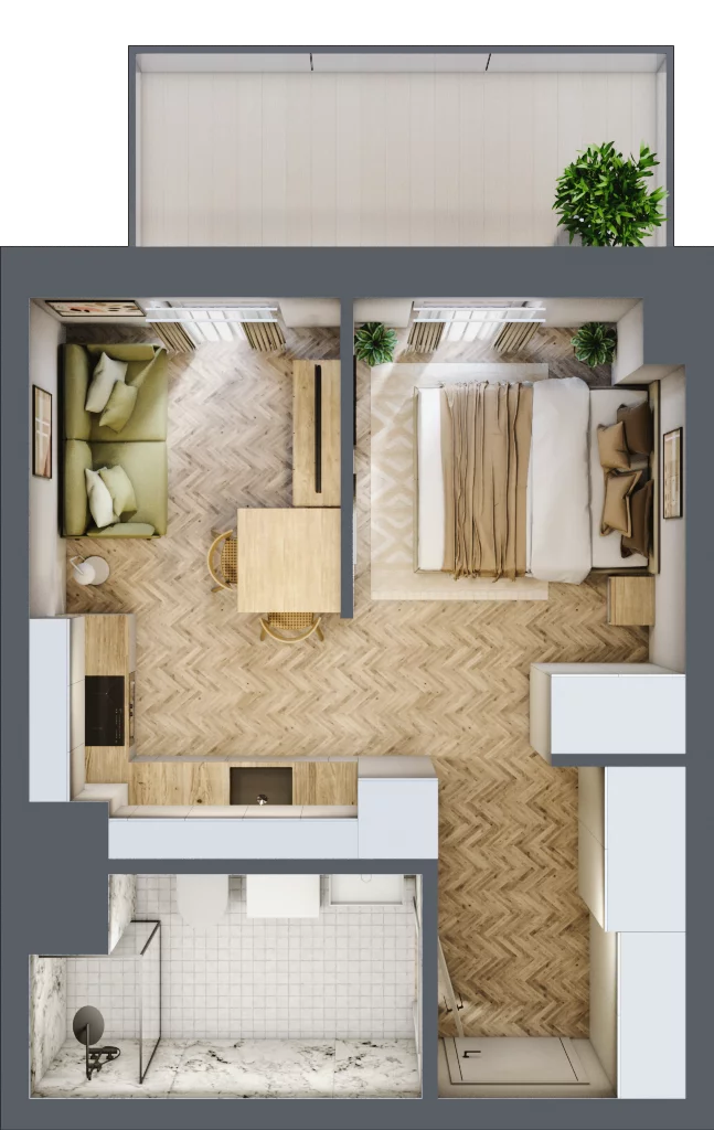 1 pokój, apartament 28,62 m², piętro 1, oferta nr 24-38, Ogrody Nałkowskiej, Poznań, Ogrody, ul. Nałkowskiej 24, 26