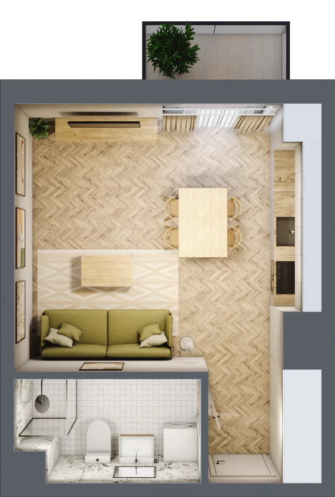 1 pokój, apartament 28,29 m², piętro 2, oferta nr 24-52, Ogrody Nałkowskiej, Poznań, Ogrody, ul. Nałkowskiej 24, 26