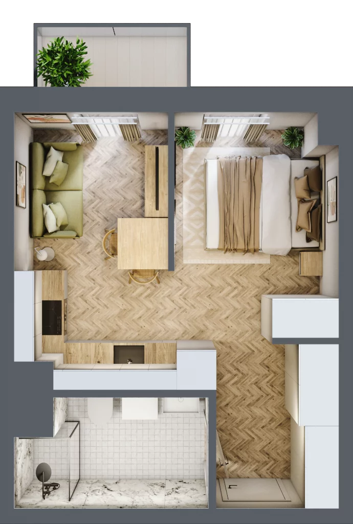 1 pokój, apartament 28,62 m², piętro 3, oferta nr 24-58, Ogrody Nałkowskiej, Poznań, Ogrody, ul. Nałkowskiej 24, 26