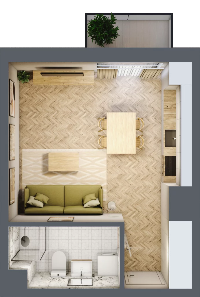 1 pokój, mieszkanie 28,29 m², piętro 4, oferta nr 24-72, Ogrody Nałkowskiej, Poznań, Ogrody, ul. Nałkowskiej 24, 26