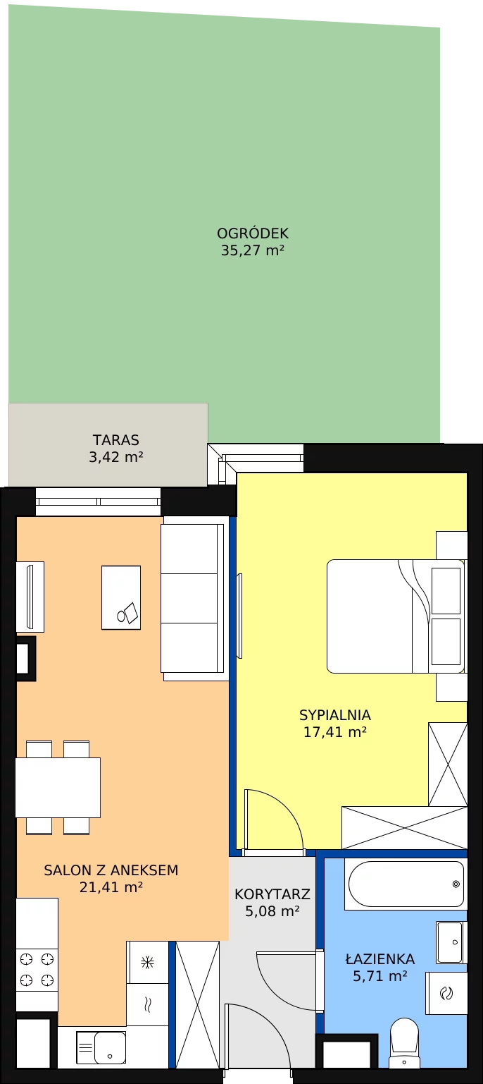 Zalety apartamentu 50.81 m², 24-26