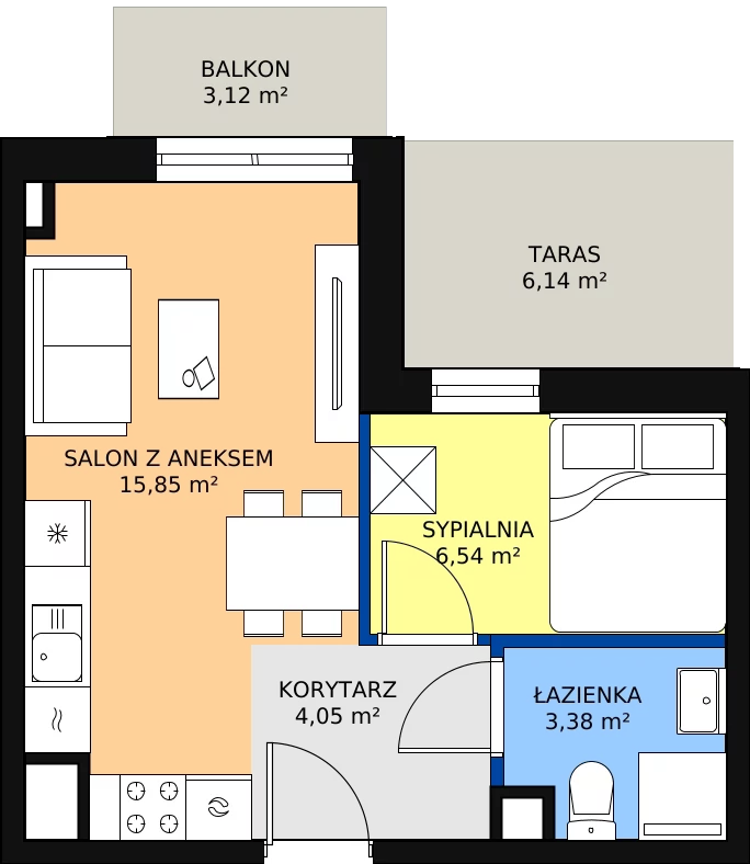 Zalety apartamentu 30.48 m², 24-65