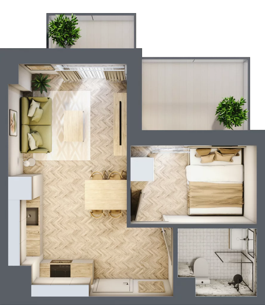 2 pokoje, apartament 30,48 m², piętro 4, oferta nr 24-65, Ogrody Nałkowskiej, Poznań, Ogrody, ul. Nałkowskiej 24, 26